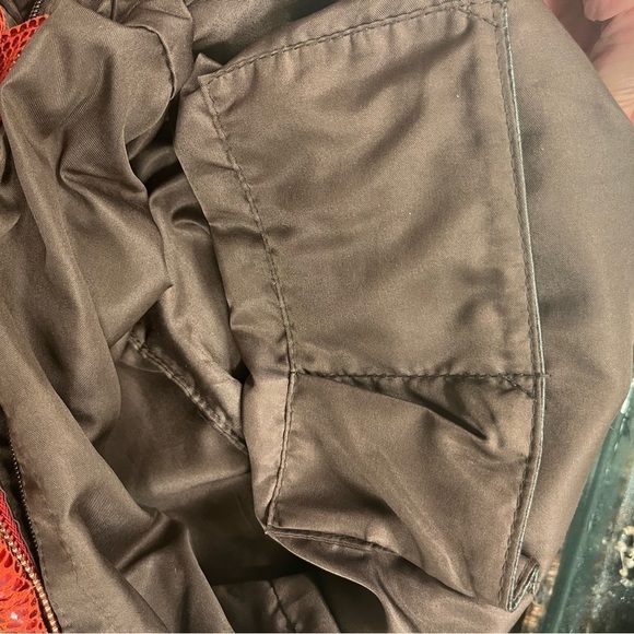 Charmes’ Red Leather Snakeskin Slouch Hobo Shoulder Bag Brown Strap - Picture 9 of 12